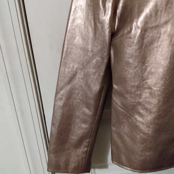 Rose gold lame faux leather jacket - Picture 6 of 10